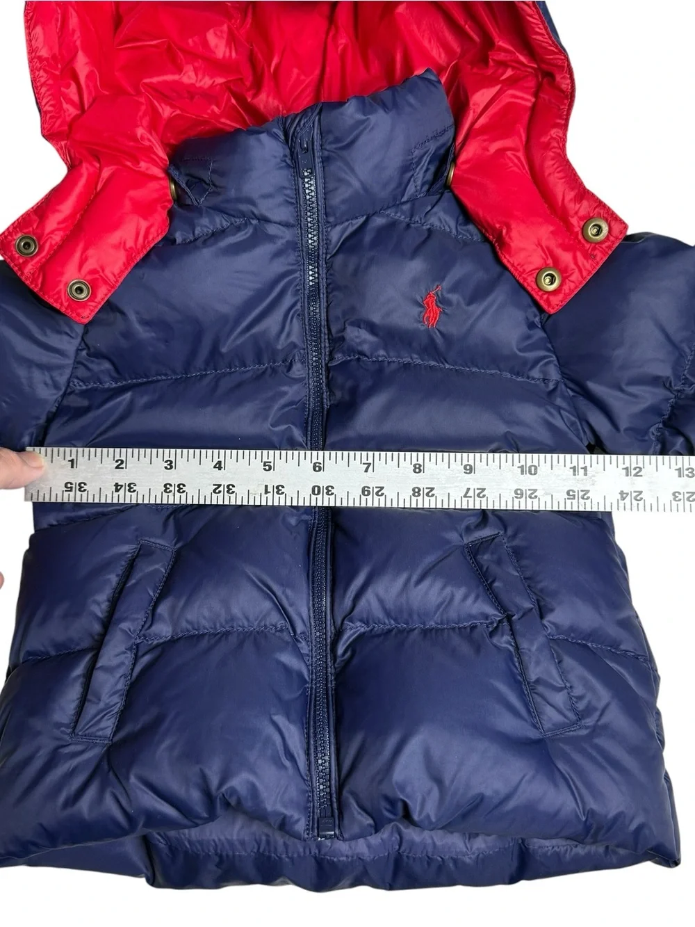 Polo by Ralph Lauren Navy & Red Hooded Puffer Jacket - Kids
